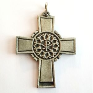 Christian community cross pendant silver tone